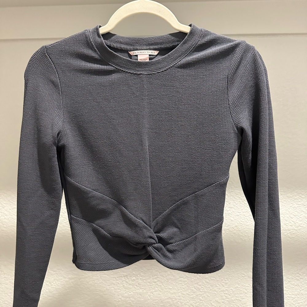 Victoria's Secret Gray Crop Tie Front long sleeve